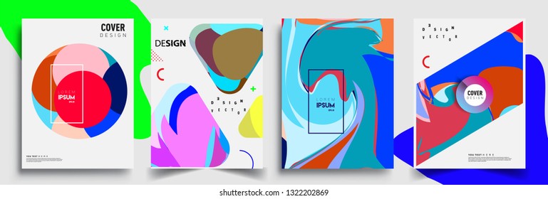 Modern abstract covers set. Cool gradient shapes composition, shapes, geometric elements. Applicable for placards, brochures, posters, covers and banners