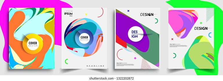 Modern abstract covers set. Cool gradient shapes composition, shapes, geometric elements. Applicable for placards, brochures, posters, covers and banners