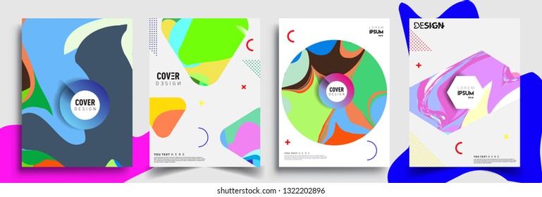 Modern abstract covers set. Cool gradient shapes composition, shapes, geometric elements. Applicable for placards, brochures, posters, covers and banners