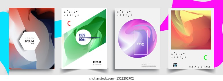 Modern abstract covers set. Cool gradient shapes composition, shapes, geometric elements. Applicable for placards, brochures, posters, covers and banners