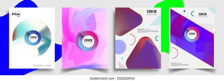Modern abstract covers set. Cool gradient shapes composition, shapes, geometric elements. Applicable for placards, brochures, posters, covers and banners