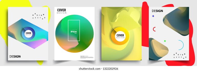 Modern abstract covers set. Cool gradient shapes composition, shapes, geometric elements. Applicable for placards, brochures, posters, covers and banners
