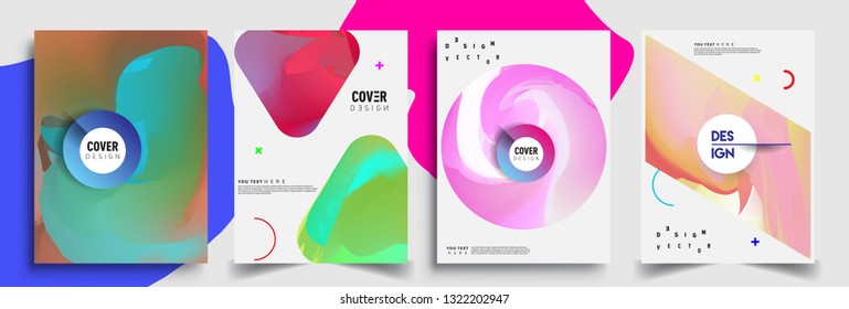 Modern abstract covers set. Cool gradient shapes composition, shapes, geometric elements. Applicable for placards, brochures, posters, covers and banners
