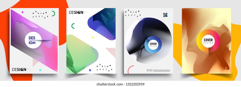 Modern abstract covers set. Cool gradient shapes composition, shapes, geometric elements. Applicable for placards, brochures, posters, covers and banners