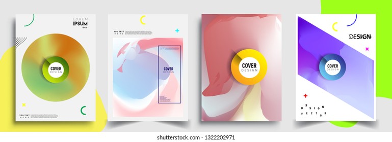 Modern abstract covers set. Cool gradient shapes composition, shapes, geometric elements. Applicable for placards, brochures, posters, covers and banners