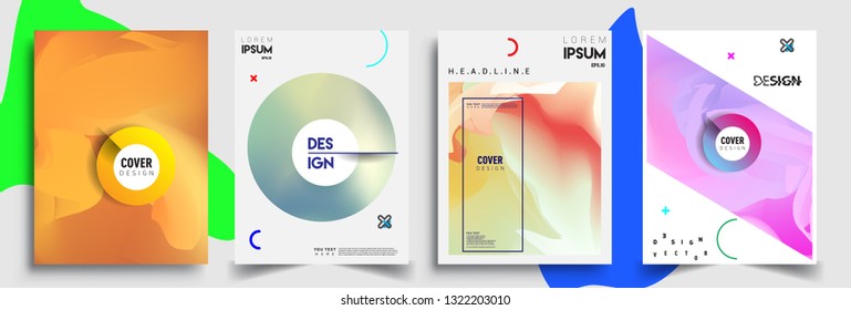Modern abstract covers set. Cool gradient shapes composition, shapes, geometric elements. Applicable for placards, brochures, posters, covers and banners