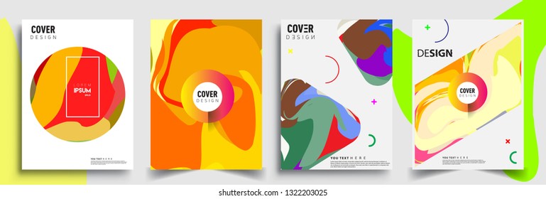 Modern abstract covers set. Cool gradient shapes composition, shapes, geometric elements. Applicable for placards, brochures, posters, covers and banners