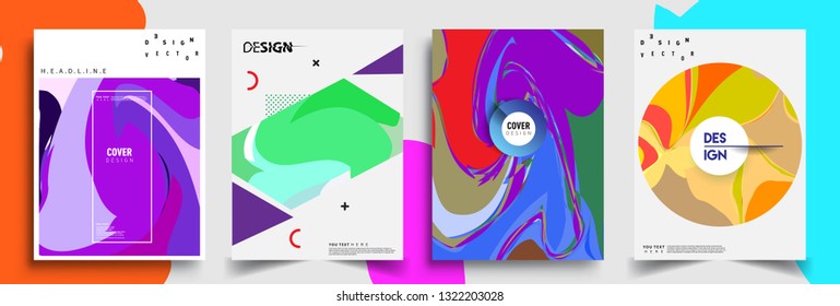 Modern abstract covers set. Cool gradient shapes composition, shapes, geometric elements. Applicable for placards, brochures, posters, covers and banners