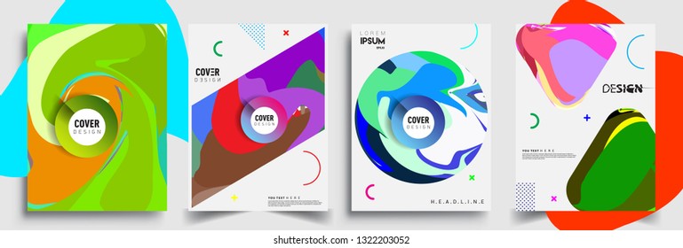 Modern abstract covers set. Cool gradient shapes composition, shapes, geometric elements. Applicable for placards, brochures, posters, covers and banners