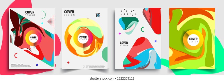 Modern abstract covers set. Cool gradient shapes composition, shapes, geometric elements. Applicable for placards, brochures, posters, covers and banners