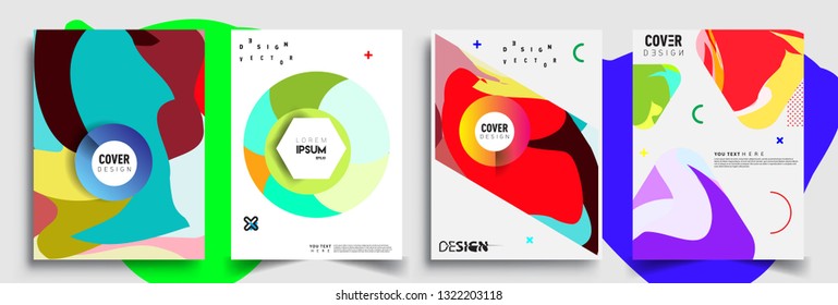 Modern abstract covers set. Cool gradient shapes composition, shapes, geometric elements. Applicable for placards, brochures, posters, covers and banners