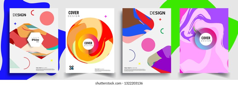 Modern abstract covers set. Cool gradient shapes composition, shapes, geometric elements. Applicable for placards, brochures, posters, covers and banners