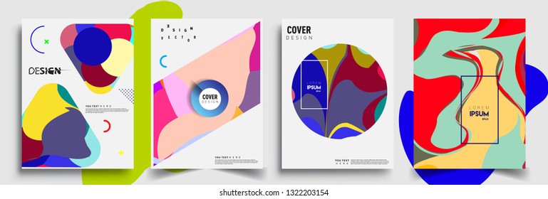 Modern abstract covers set. Cool gradient shapes composition, shapes, geometric elements. Applicable for placards, brochures, posters, covers and banners
