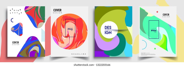 Modern abstract covers set. Cool gradient shapes composition, shapes, geometric elements. Applicable for placards, brochures, posters, covers and banners