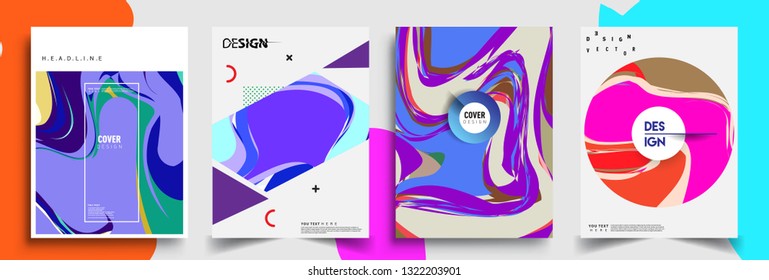 Modern abstract covers set. Cool gradient shapes composition, shapes, geometric elements. Applicable for placards, brochures, posters, covers and banners