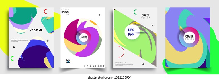 Modern abstract covers set. Cool gradient shapes composition, shapes, geometric elements. Applicable for placards, brochures, posters, covers and banners