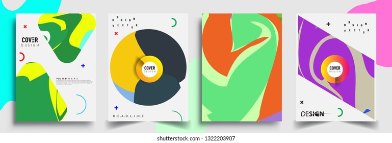 Modern abstract covers set. Cool gradient shapes composition, shapes, geometric elements. Applicable for placards, brochures, posters, covers and banners