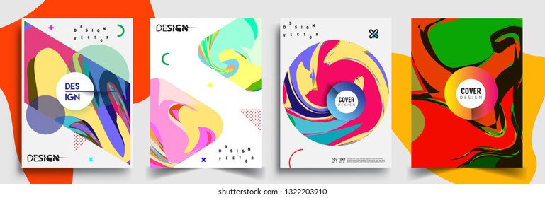 Modern abstract covers set. Cool gradient shapes composition, shapes, geometric elements. Applicable for placards, brochures, posters, covers and banners