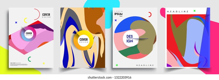 Modern abstract covers set. Cool gradient shapes composition, shapes, geometric elements. Applicable for placards, brochures, posters, covers and banners