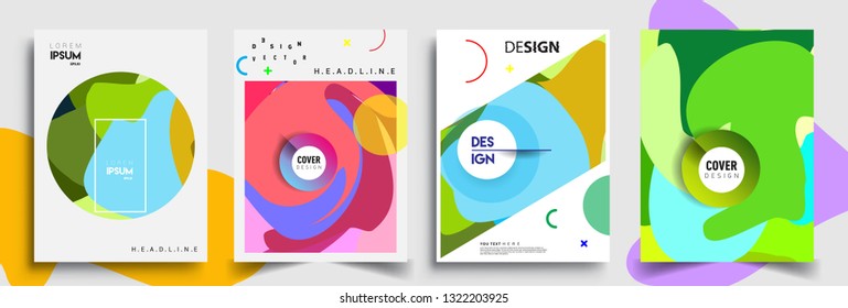 Modern abstract covers set. Cool gradient shapes composition, shapes, geometric elements. Applicable for placards, brochures, posters, covers and banners