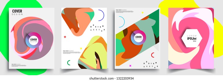 Modern abstract covers set. Cool gradient shapes composition, shapes, geometric elements. Applicable for placards, brochures, posters, covers and banners