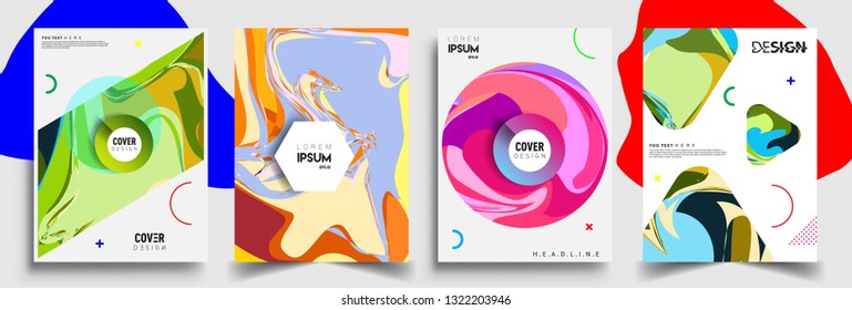 Modern abstract covers set. Cool gradient shapes composition, shapes, geometric elements. Applicable for placards, brochures, posters, covers and banners