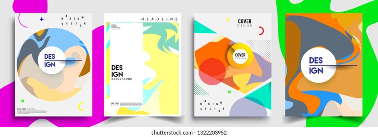 Modern abstract covers set. Cool gradient shapes composition, shapes, geometric elements. Applicable for placards, brochures, posters, covers and banners