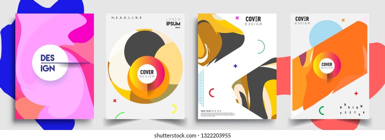 Modern abstract covers set. Cool gradient shapes composition, shapes, geometric elements. Applicable for placards, brochures, posters, covers and banners