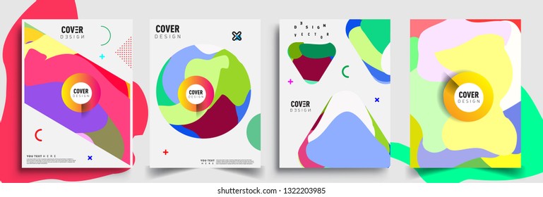Modern abstract covers set. Cool gradient shapes composition, shapes, geometric elements. Applicable for placards, brochures, posters, covers and banners
