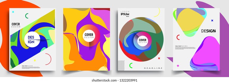Modern abstract covers set. Cool gradient shapes composition, shapes, geometric elements. Applicable for placards, brochures, posters, covers and banners
