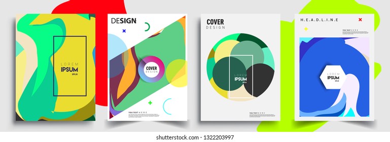 Modern abstract covers set. Cool gradient shapes composition, shapes, geometric elements. Applicable for placards, brochures, posters, covers and banners