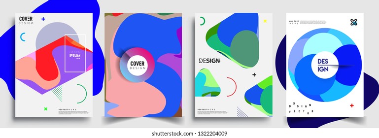 Modern abstract covers set. Cool gradient shapes composition, shapes, geometric elements. Applicable for placards, brochures, posters, covers and banners