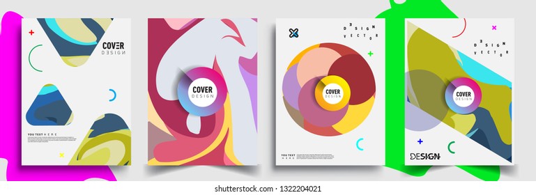 Modern abstract covers set. Cool gradient shapes composition, shapes, geometric elements. Applicable for placards, brochures, posters, covers and banners
