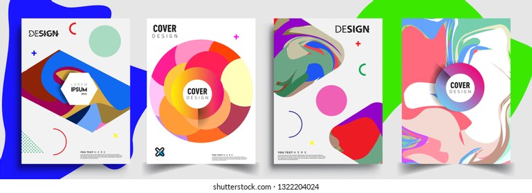 Modern abstract covers set. Cool gradient shapes composition, shapes, geometric elements. Applicable for placards, brochures, posters, covers and banners