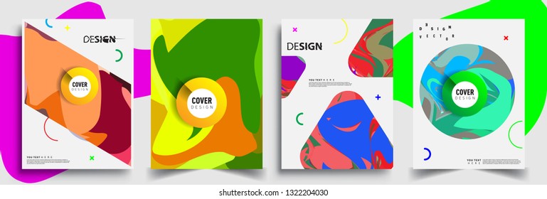Modern abstract covers set. Cool gradient shapes composition, shapes, geometric elements. Applicable for placards, brochures, posters, covers and banners