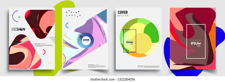 Modern abstract covers set. Cool gradient shapes composition, shapes, geometric elements. Applicable for placards, brochures, posters, covers and banners