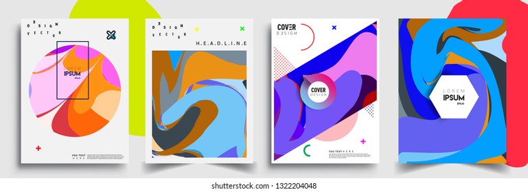 Modern abstract covers set. Cool gradient shapes composition, shapes, geometric elements. Applicable for placards, brochures, posters, covers and banners