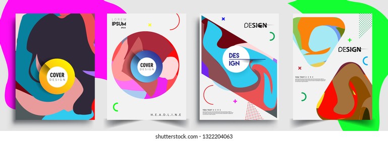 Modern abstract covers set. Cool gradient shapes composition, shapes, geometric elements. Applicable for placards, brochures, posters, covers and banners