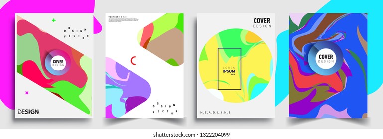 Modern abstract covers set. Cool gradient shapes composition, shapes, geometric elements. Applicable for placards, brochures, posters, covers and banners