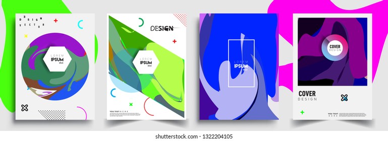 Modern abstract covers set. Cool gradient shapes composition, shapes, geometric elements. Applicable for placards, brochures, posters, covers and banners