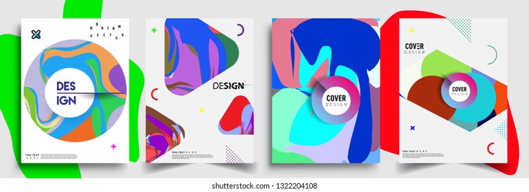 Modern abstract covers set. Cool gradient shapes composition, shapes, geometric elements. Applicable for placards, brochures, posters, covers and banners