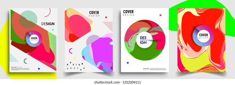 Modern abstract covers set. Cool gradient shapes composition, shapes, geometric elements. Applicable for placards, brochures, posters, covers and banners