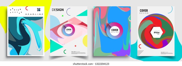 Modern abstract covers set. Cool gradient shapes composition, shapes, geometric elements. Applicable for placards, brochures, posters, covers and banners