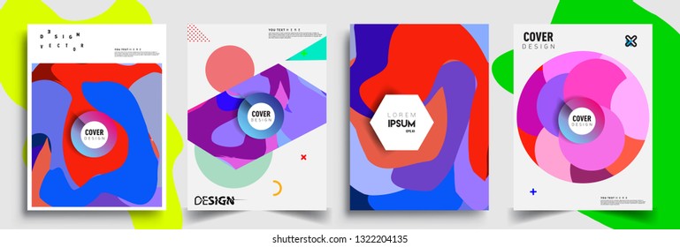 Modern abstract covers set. Cool gradient shapes composition, shapes, geometric elements. Applicable for placards, brochures, posters, covers and banners
