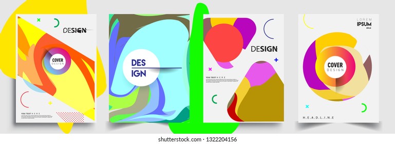 Modern abstract covers set. Cool gradient shapes composition, shapes, geometric elements. Applicable for placards, brochures, posters, covers and banners