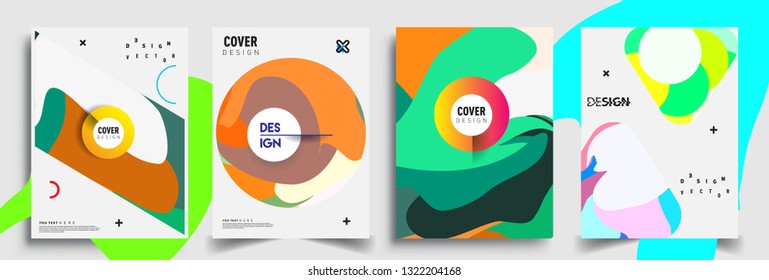 Modern abstract covers set. Cool gradient shapes composition, shapes, geometric elements. Applicable for placards, brochures, posters, covers and banners