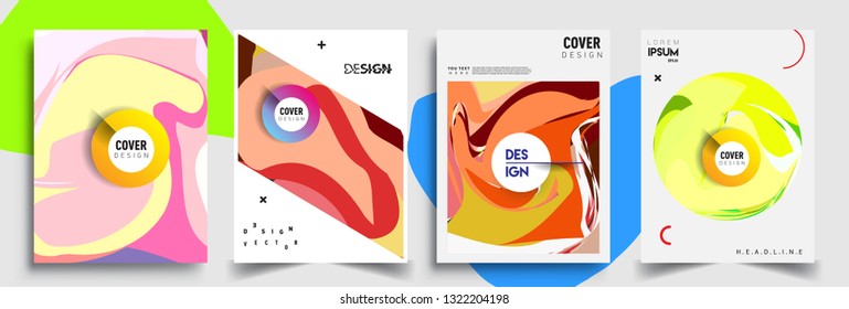 Modern abstract covers set. Cool gradient shapes composition, shapes, geometric elements. Applicable for placards, brochures, posters, covers and banners