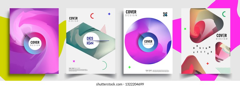 Modern abstract covers set. Cool gradient shapes composition, shapes, geometric elements. Applicable for placards, brochures, posters, covers and banners