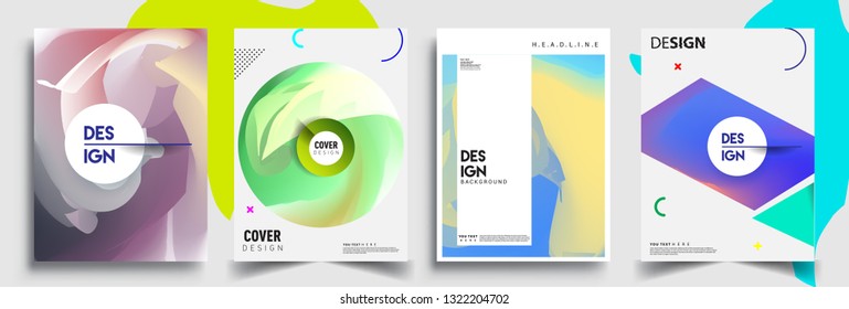Modern abstract covers set. Cool gradient shapes composition, shapes, geometric elements. Applicable for placards, brochures, posters, covers and banners