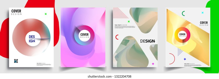 Modern abstract covers set. Cool gradient shapes composition, shapes, geometric elements. Applicable for placards, brochures, posters, covers and banners